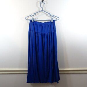 Vintage Bright Blue Tiered Flouncy Skirt Size S 70s Pull On Prairie Boho